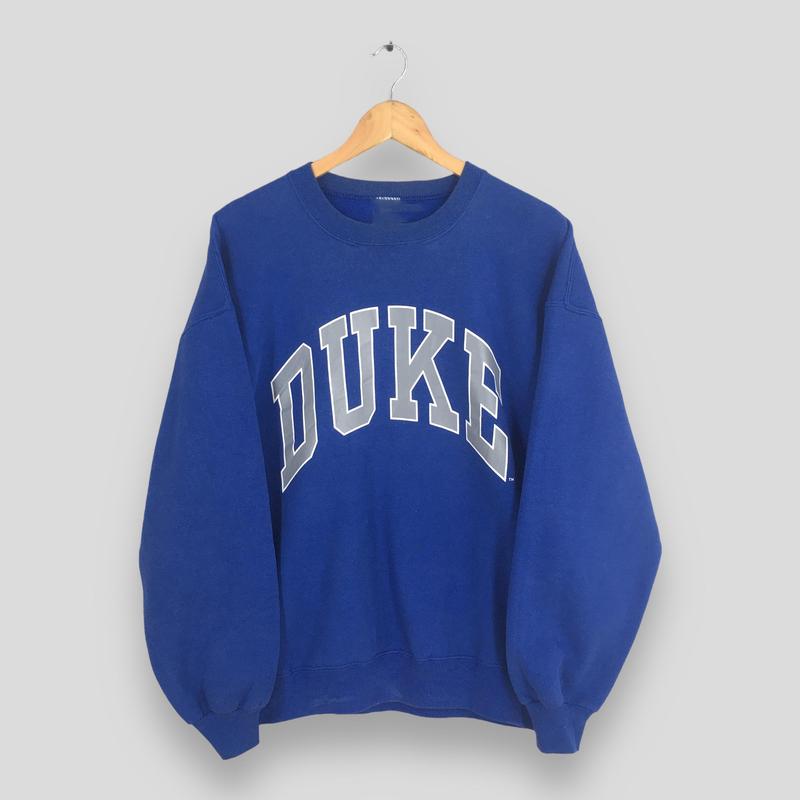 Vintage Duke University Blue Sweatshirt, NCAA Duke Blue Devils Printed Spell Out Pullover Sweatshirt, Duke Uni Jumper Duke Blue Devils Sweater