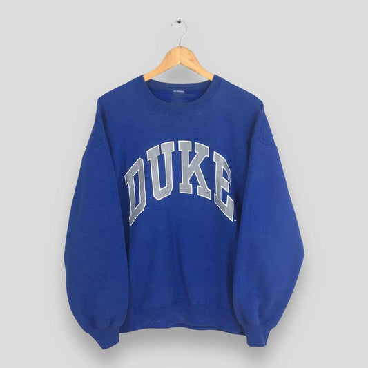 Vintage Duke University Blue Sweatshirt, NCAA Duke Blue Devils Printed Spell Out Pullover Sweatshirt, Duke Uni Jumper Duke Blue Devils Sweater