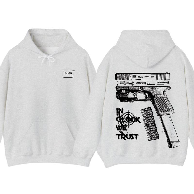 In GLock We Trust Hoodie - Glock Hoodie - Full Color Double Sided - Men's & Women's Classic Fit Long Sleeve Hoodie - Menswear unisex hoodie