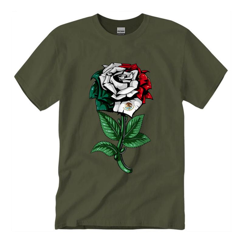 Mexico Flag Mexican T-Shirt Unisex Classic Cotton Collar Fabric Top