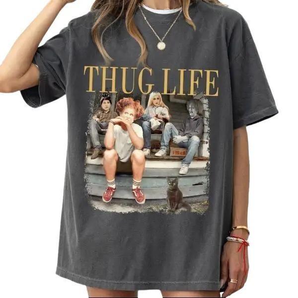 Thug Life Halloween Shirt, Retro  Movie Shirt, Retro Halloween Character TShirt  Cotton Womenswear