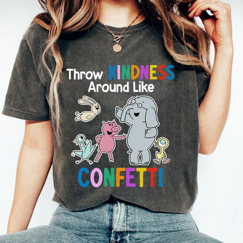 Throw Kindness Around Like Confetti Shirt, Elephant And Piggie Shirt, Read Elephant and Piggie T-Shirt, Reading Book Teacher Back to School Shirt, Kin