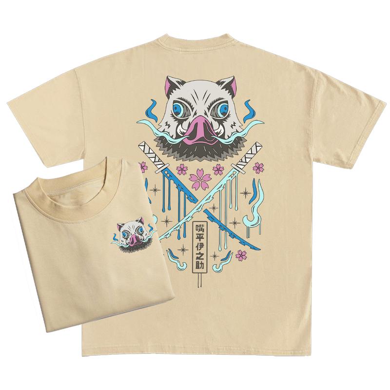 Inosuke Hashibira with his sword Dual Serrated Nichirin Katanas shirt, Demon Slayer t-shirt, Anime sweatshirt hoodie, Anime lover t-shirt