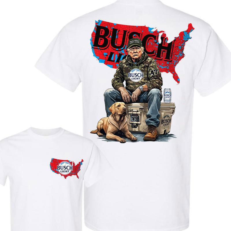 Busch Light Trump Hunting Camo Map Unisex Shirt,US Presidential Election 2024 Map Shirt, Trump won 47th president Election 2024 Shirt, Busch Light Tru