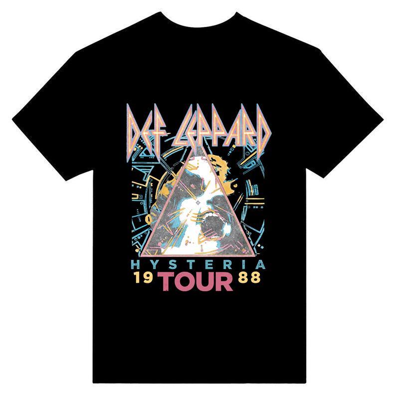 Def Leppard Hysteria 88' White Adult T-Shirt Unisex Full Size Cotton Menswear Cotton Menswear