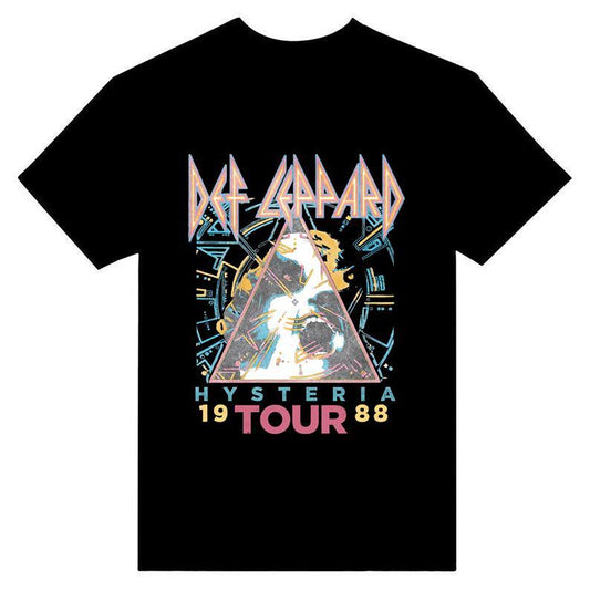 Def Leppard Hysteria 88' White Adult T-Shirt Unisex Full Size Cotton Menswear Cotton Menswear
