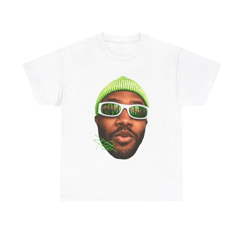 Frank Blonded Inspired Vintage Graphic Tee Heavy Cotton 100% Cotton T-Shirt Singer's Face Art Shirt For Fashion, Unisex Cotton T-Shirt Gift For All