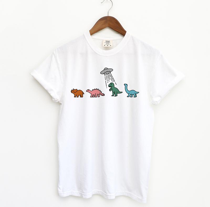 UFO Dinosaur T Shirt, Retro Comfort Colors T-Shirt