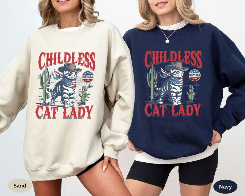Cat Ladies For Kamala Shirt, Kamala Harris 2024 President Shirt, Cat Mom SweatShirt, Kamala Rally T Shirt