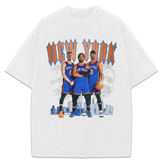 New York Jalen Brunson Josh Hart Donte DiVincenzo Crying Embiid Trae Young Custom Graphic T-Shirt Crewneck Cotton