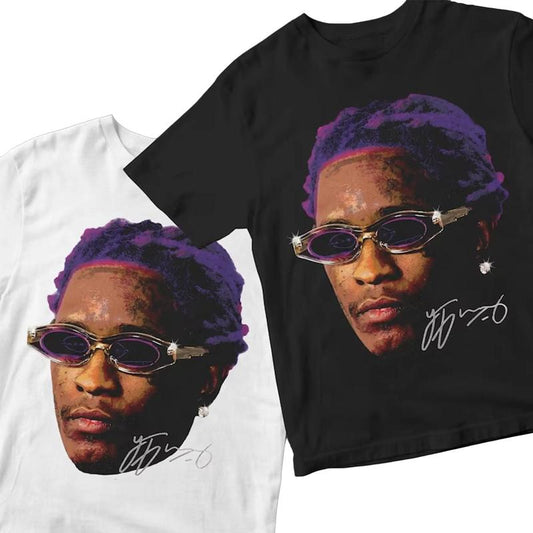 Young Thug Face Shirt Purple - Young Thug Inspired Vintage Premium Graphic Tee