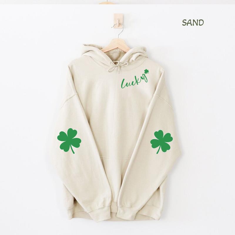 St. Patricks Day Sweatshirt for Women, Lucky Crewneck, Shamrock Elbow Sweatshirt, Armpatch Shamrock Sweatshirt, Irish Sweatshirt, St Pattys