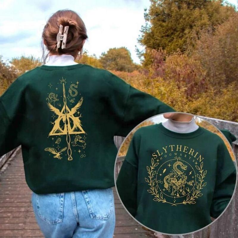 Retro Wizard House Double-side Sweatshirts, Wizard House Shirt, HP Wizard School Shirt, Harry Potter Sweater Gift Casual Graphic