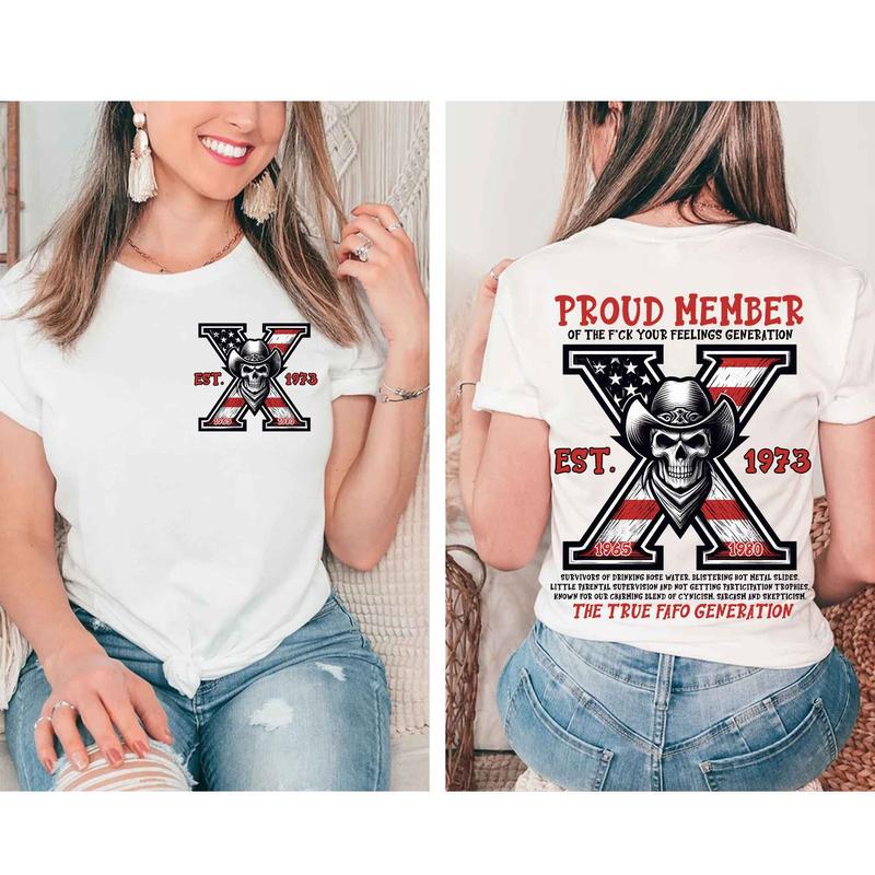 Custom Year Est.1973 GenX Shirt, GenX Skull 2 Side T-shirt, Vintage 90s GenX 1965-1980 Shirt