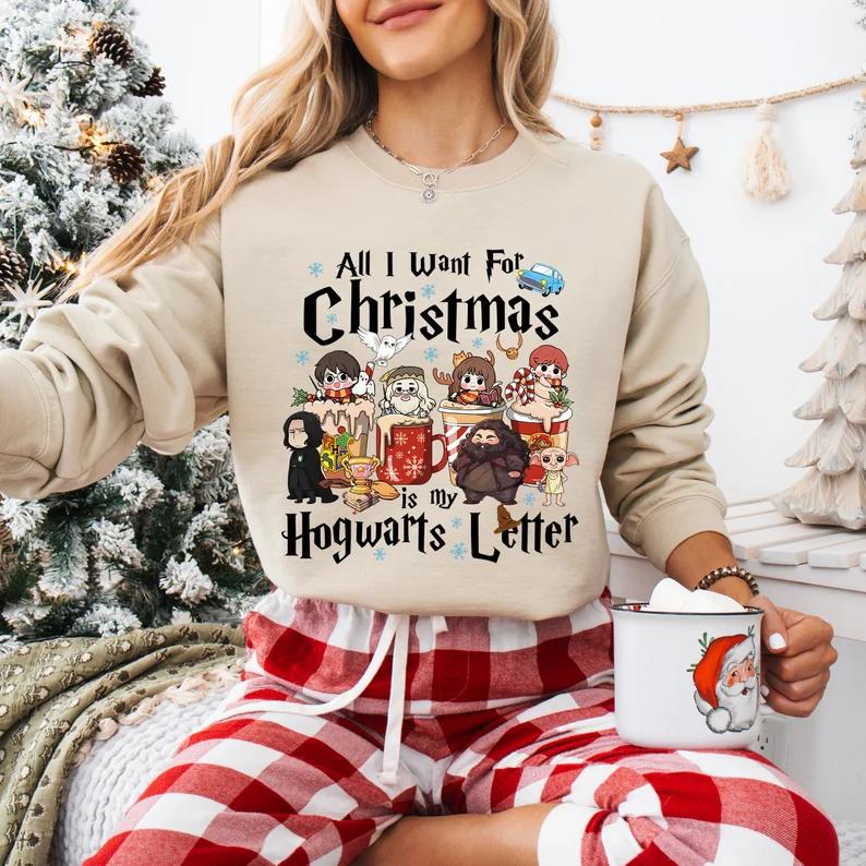 All I Want For Chrsitmas Is Hogwarts Letter Harry Potter Christmas Coffee Cup Sweathirt Womenswear Hoodie