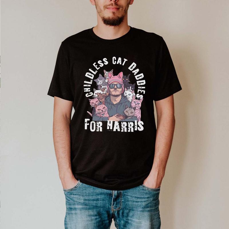 Childless Cat Daddies For Harris Shirt, Harris Walz 2024 Cat SweatShirt, Tim Walz TShirt, Kamala Harris Tee, Cute Cat Shirt