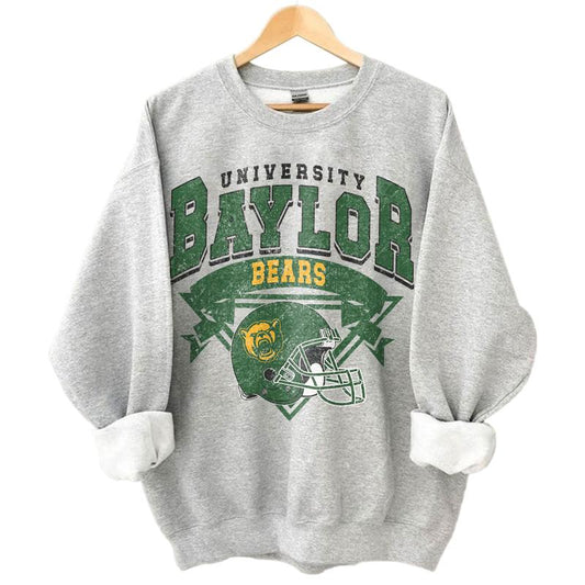 35. Baylor Bears Vintage NCAA Football Sweatshirt, University Sports Apparel, Classic College Hoodies for Fans