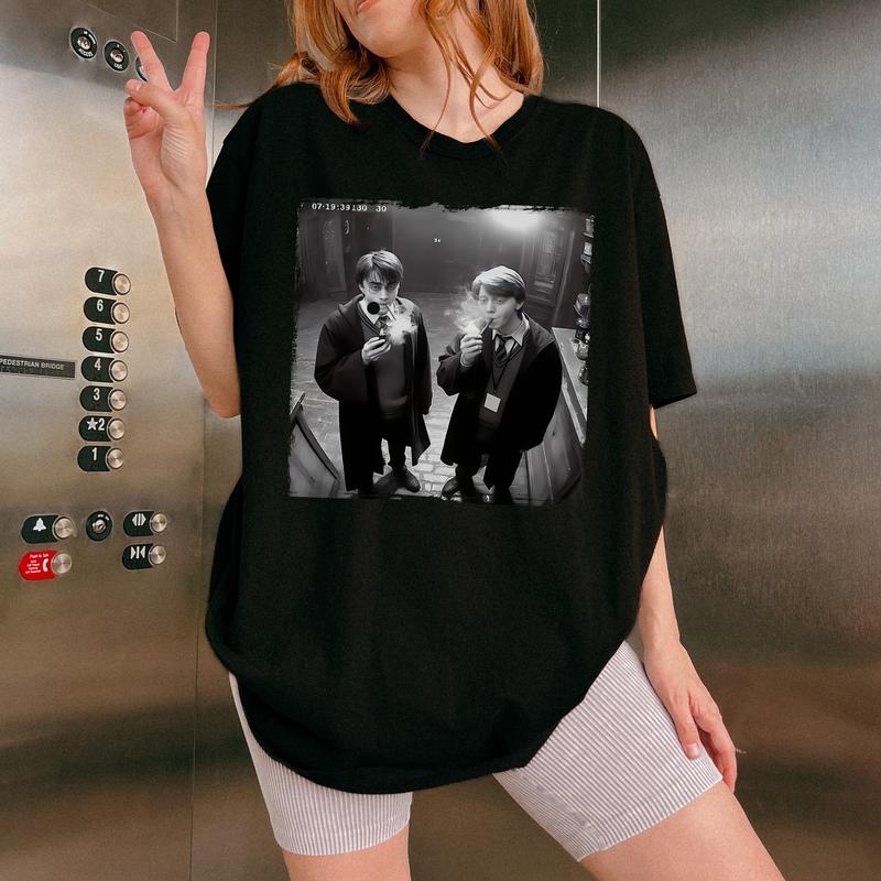 Harry and Ron Smoking T-Shirt, Funny Harry And Ron Shirt, Meme 90s Vintage Shirt, Potter Tshirt, Wizarding Fan, Birthday Gift Potter