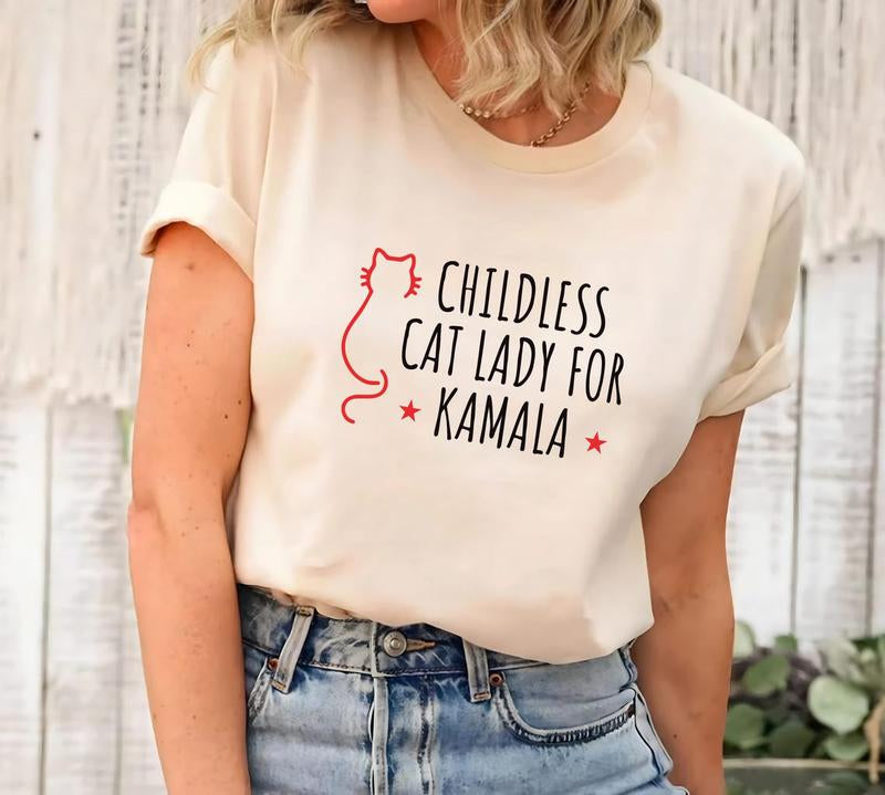 Kamala Harris Shirt, Childless Cat Ladies For Harris 2024 Shirt, Anti Trump Tee, Gifts For Women  Cat Lady TShirt, 2024 Election, Democrats