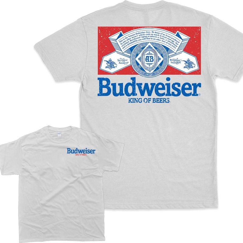 Budweiser Distressed Front and Back Print T-Shirt Casual Fashion Classic