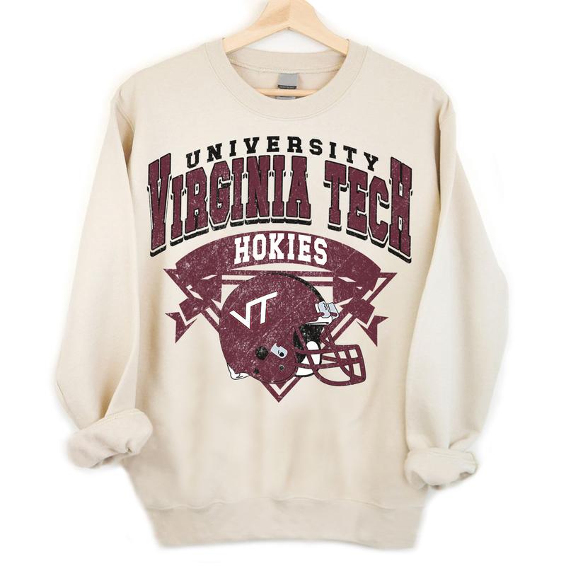 49. Virginia Tech Hokies Vintage NCAA Sweatshirt, University Sports Gear, Classic Football Team Apparel Gifts