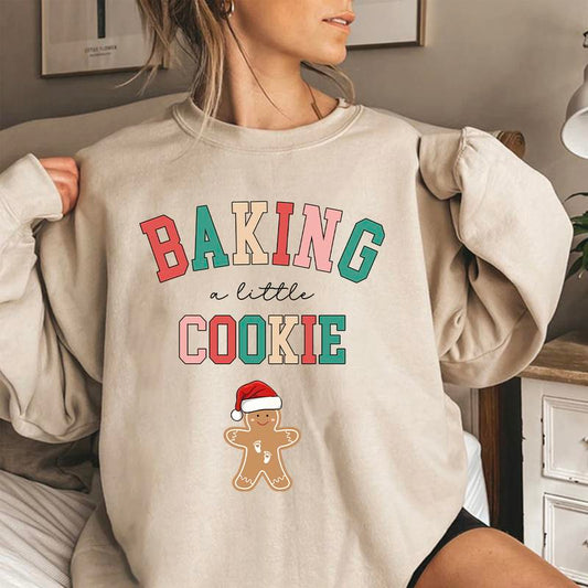 Baking a Little Cookie Pregnancy Announcement Sweatshirt - Cozy Holiday Maternity Wear
