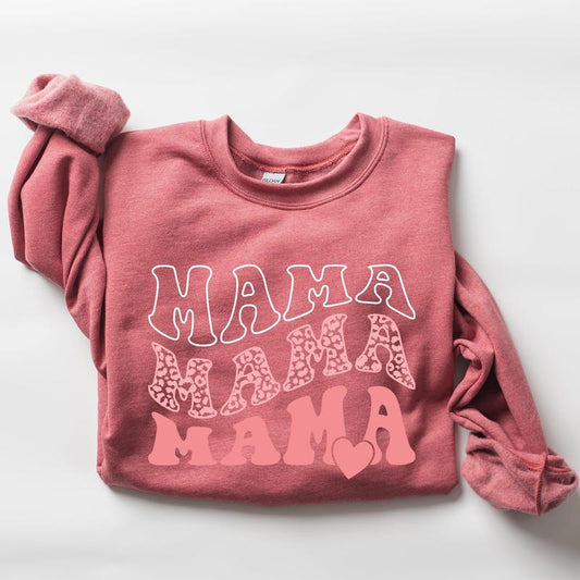 Mama, Leopard, Heart, Mom, Mother's Day Gift Sweatshirt Casual Comfort Womenswear ComfortableÂ Graphic