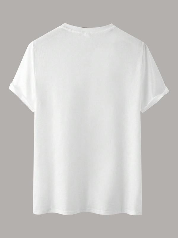 Men's Letter  Print Round Neck Graphic Tee, Regular Fit Casual Short Sleeve T-shirt, Men's Summer Top for Daily Wear