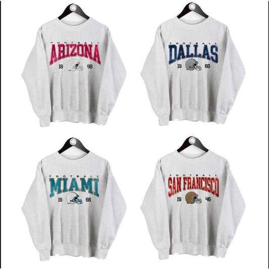 Vintage Football Big Words Sport Grey Sweatshirt, Hometown Football Sweatshirt, Football Thowback Vintage All Teams Sweatshirt, Vintage Graphic Sweats