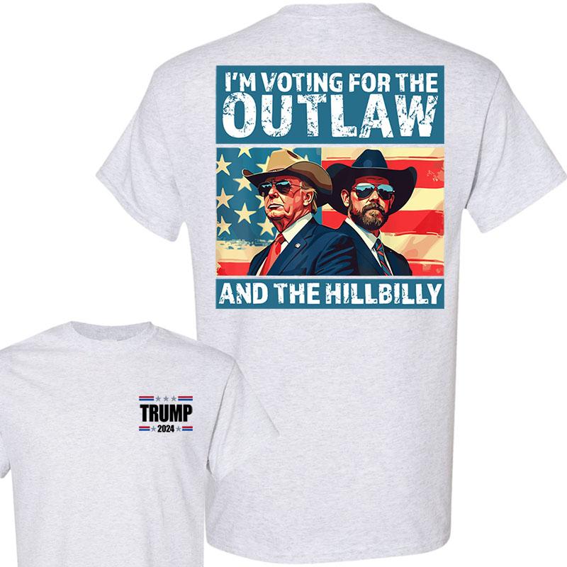 I'm Voting For The Outlaw And Hillbilly American Flag Trump Vance Shirt, Trum Vance 2024 Shirt, Election 2024 Shirt, Full Colors, Full Sizes