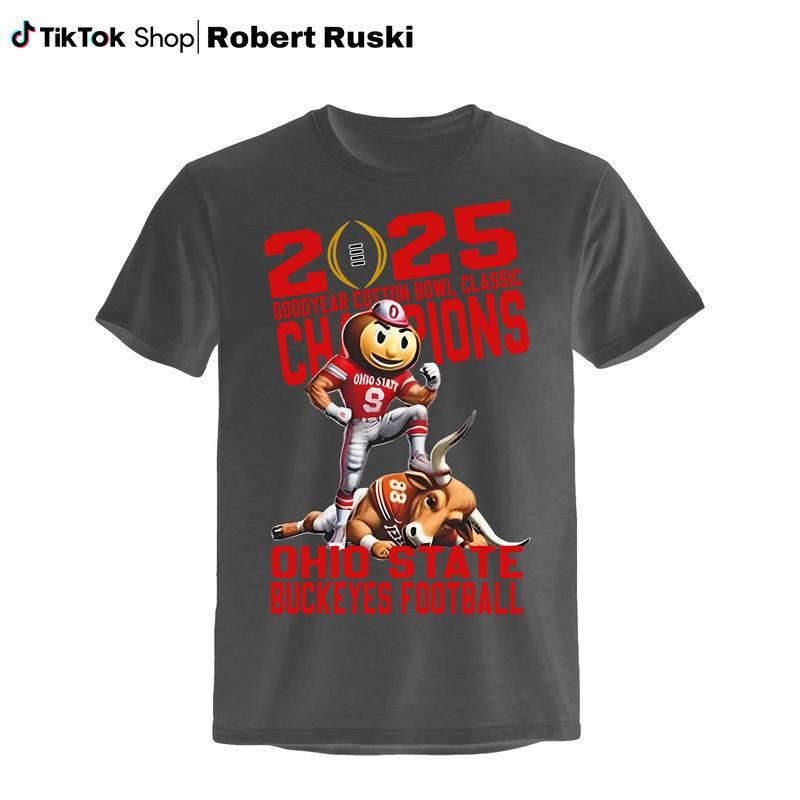 Ohio Defeat Texas Mascot Goodyear Cotton Bowl Classic Champions Bowl Games Season 2024-2025 Shirts, Shirt For Buckeye Fan