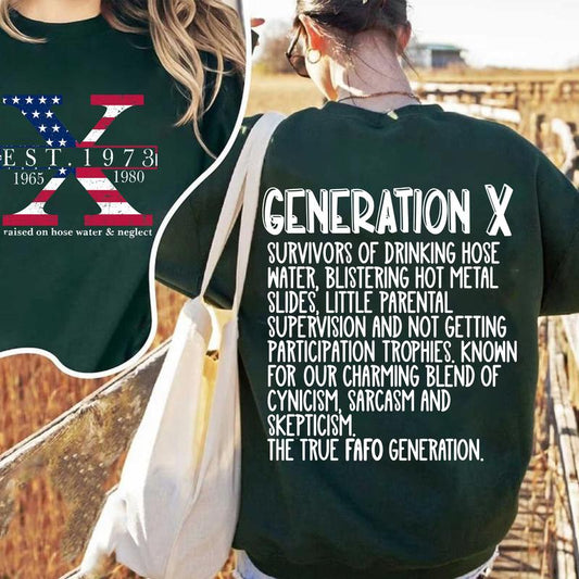 Custom Year Gen X 2 Side T-shirt, 1965-1980 Gen X Flag Shirt, Hose Water and Neglect Flag Gen X Shirt