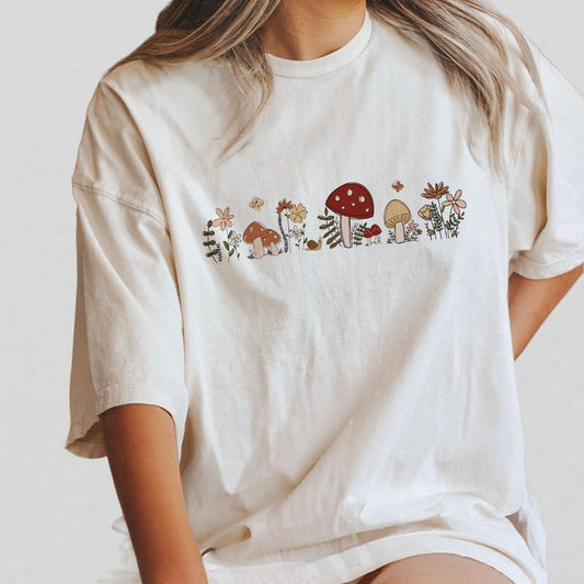 Vintage Mushrooms Tshirt, mushroom shirt for Women, Gift for Her, Vintage Nature shirt, Botanical T-shirt, Nature Lover Mushroom Tee, Mental Health Sh
