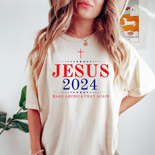 Jesus Christ 2024 Tshirt, Only Jesus Can Save This Nation Tee, Religious Election Day Shirt, Jesus 2024 Vote Shirt, Make America Pray Again, Cotton Ro