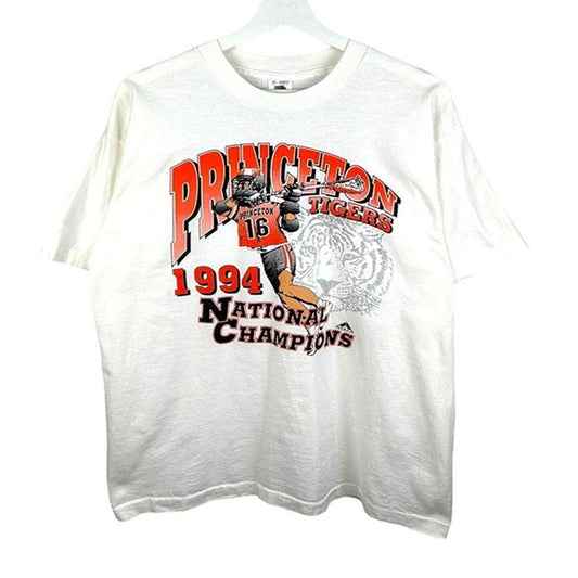 Retro Vintage 1994 Princeton Tigers Lacrosse Champs Vintage NCAA Tee White