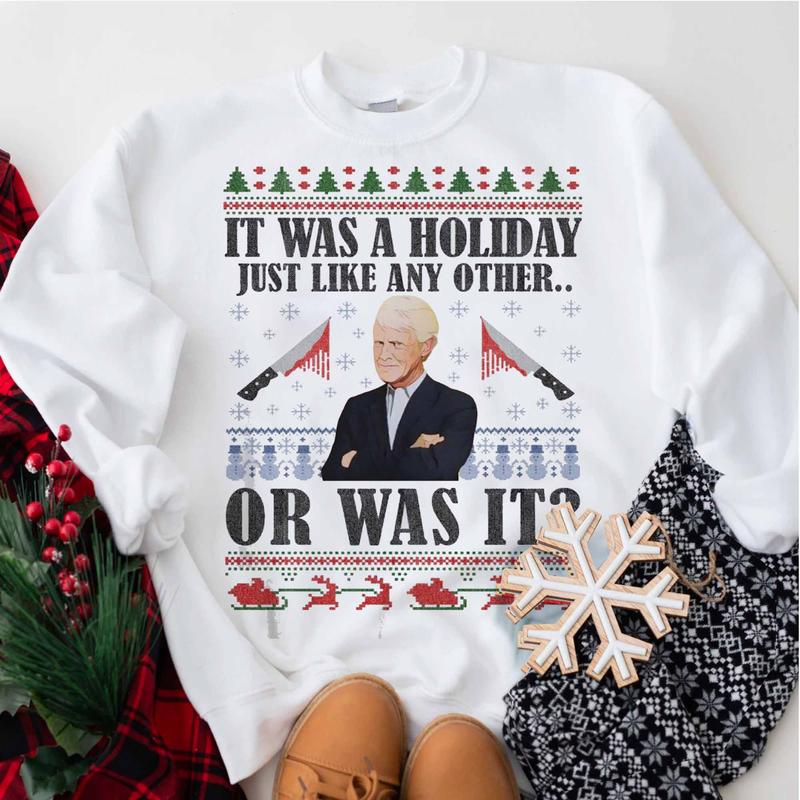 It Was A Holiday Just Like Any Other Or Was It Christmas Sweatshirt, Keith Morrison Crewneck, Funny True Crime Ugly Christmas Sweaters Classic Fabric