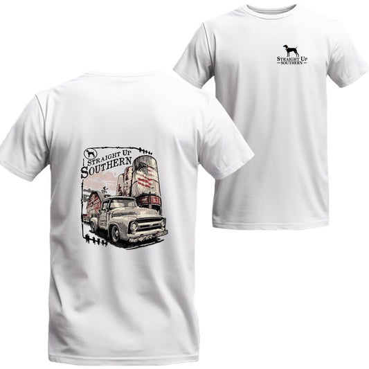 Mid Fifty - 50s Pickup Truck on the Farm T-shirt, Unisex T-shirt For Men, For Women, Best choice, Menswear Top, Beer Shirt Underwear Tshirt