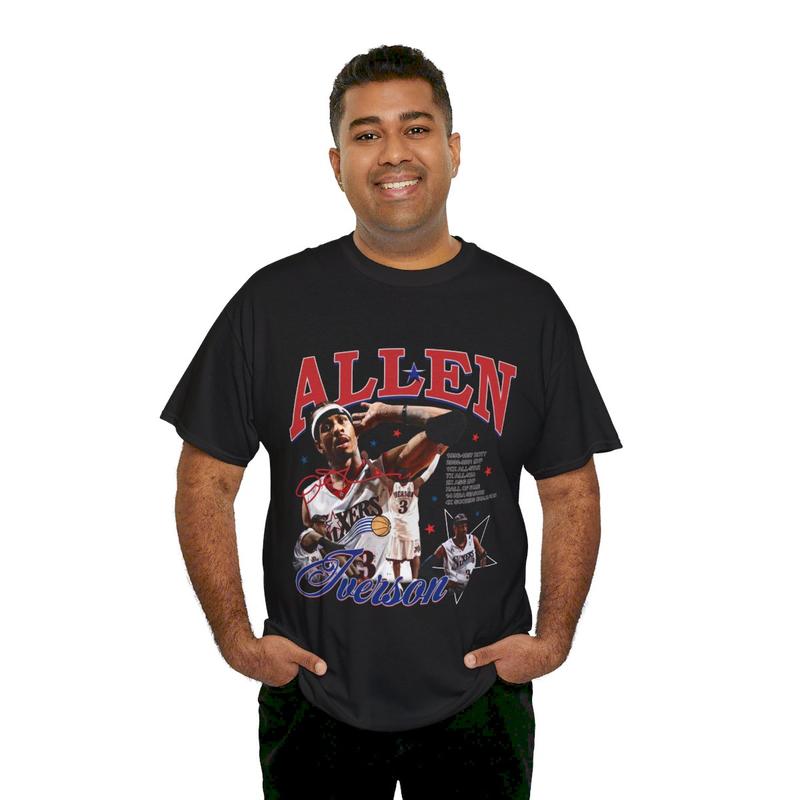 Allen Iverson Vintage T-shirt Heavy Cotton Tee Basketball Streetwear AI Allen Iverson Casual Classic Menswear Retro Top Comfy Day Graphic Smooth Tshir