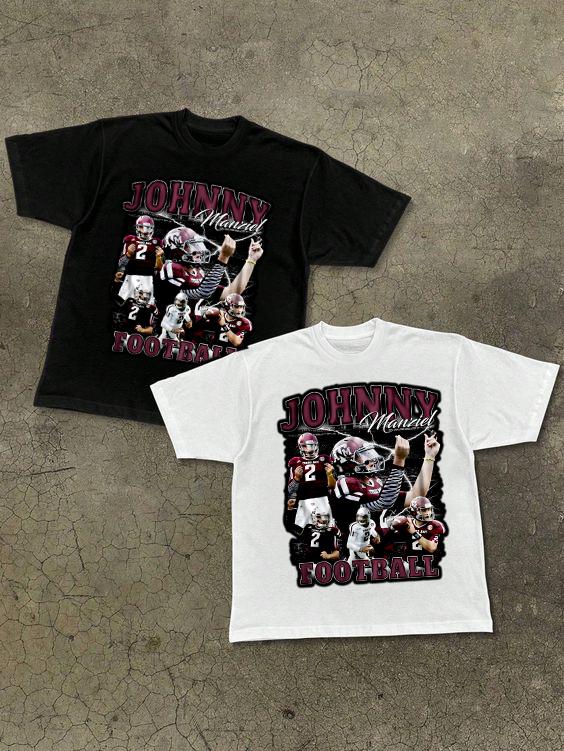 Vintage 90s Graphic Style Johnny Manziel FootBall T-Shirt Unisex Menswear Casual Soft Streetwear Underwear Top Shortsleeve Tshirt Tropical