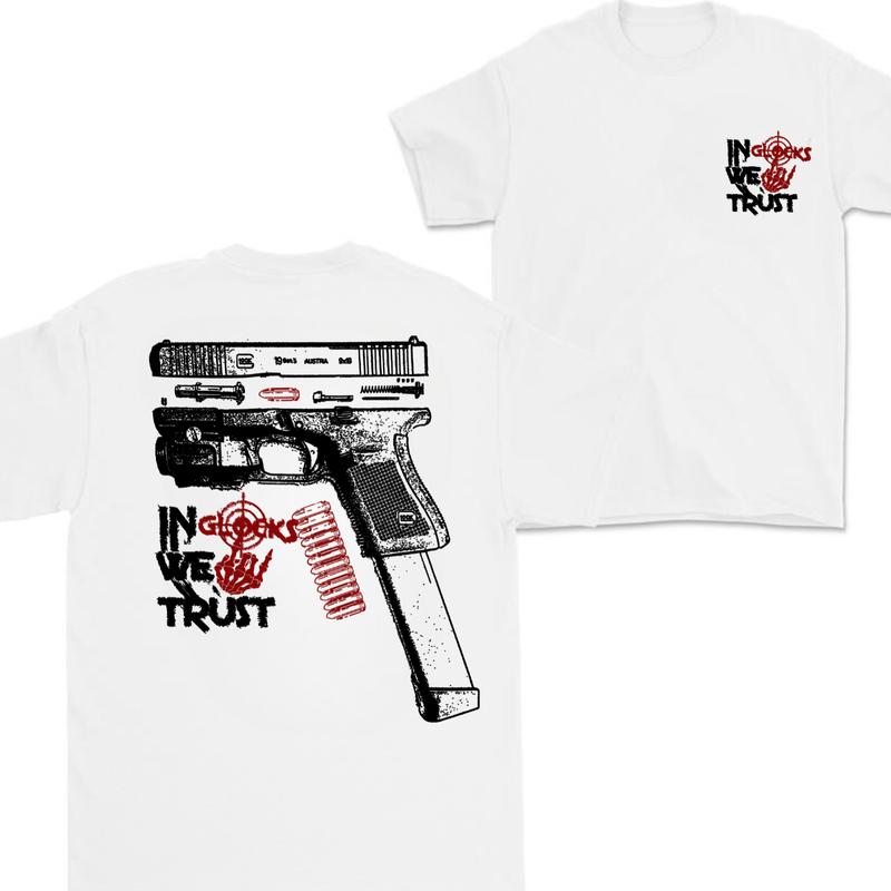 In Glock We Trust Bone Hand Halloween 2 Side T-shirt,Glock Halloween Tee,Bone Hand Halloween Glock Shirt, For Her For Him