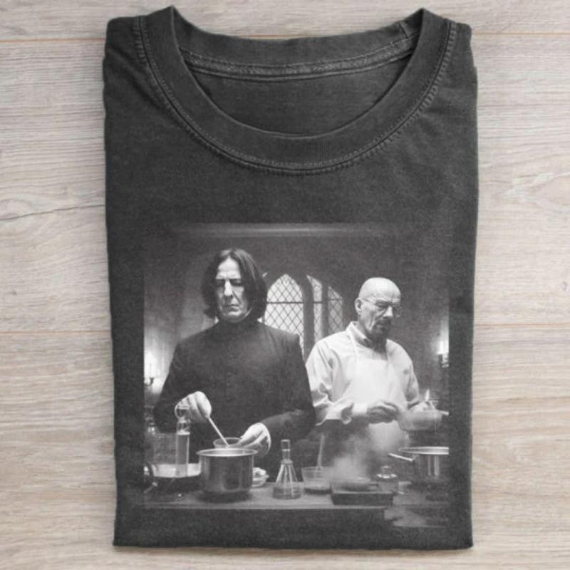 Vintage Walter White and Severus Snape Cooking Graphic Tee, Breaking Bad Movie Shirt, Harry Potter Movie Shirt, Funny Graphic Tee, Movie Parody Tshirt