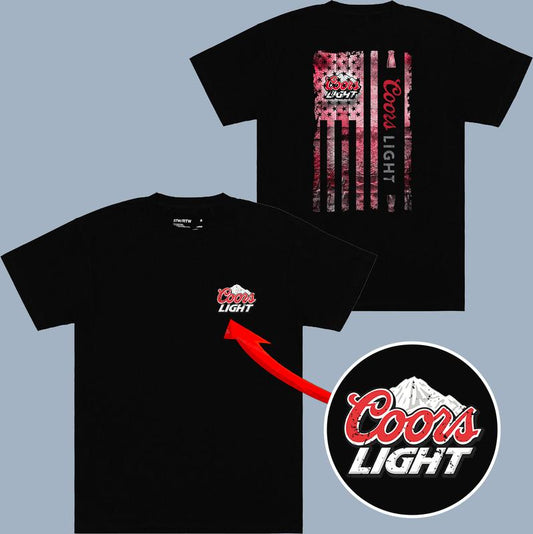 Coors Light Flag T-shirt - 2 Side - Pick Your Shade - His And Hers Fashion - Pick Your Look - Fit For All - Vibrant Patterns