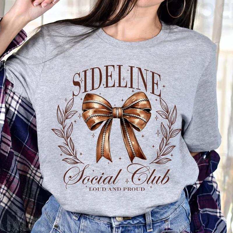 Sideline Social Club, Coquette Football Bow Shirt, Football Mom Shirt, School Spirit Shirt, Game Day, Touchdown Season, Fall Football, Fall Graphic Te