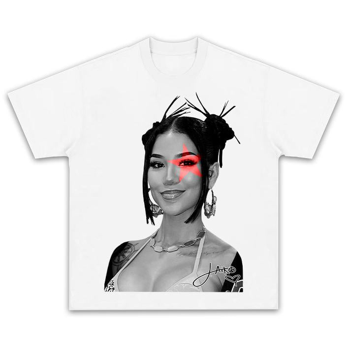 Jhenee Big Face Tee - Red Star Graphic Statement Shirt