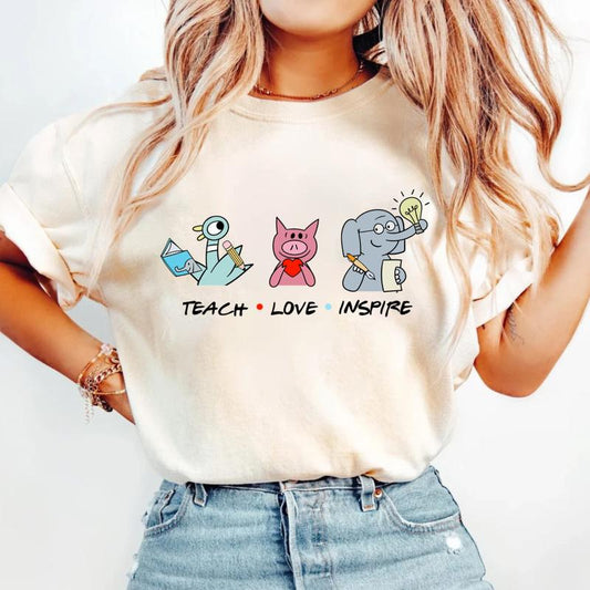 Teach Love Inspire Shirt, Book Lover Shirt, Children's Character Affirmations Shirt, I Still Read Children's Books Shirt, Teacher Characters Shirt, Pi