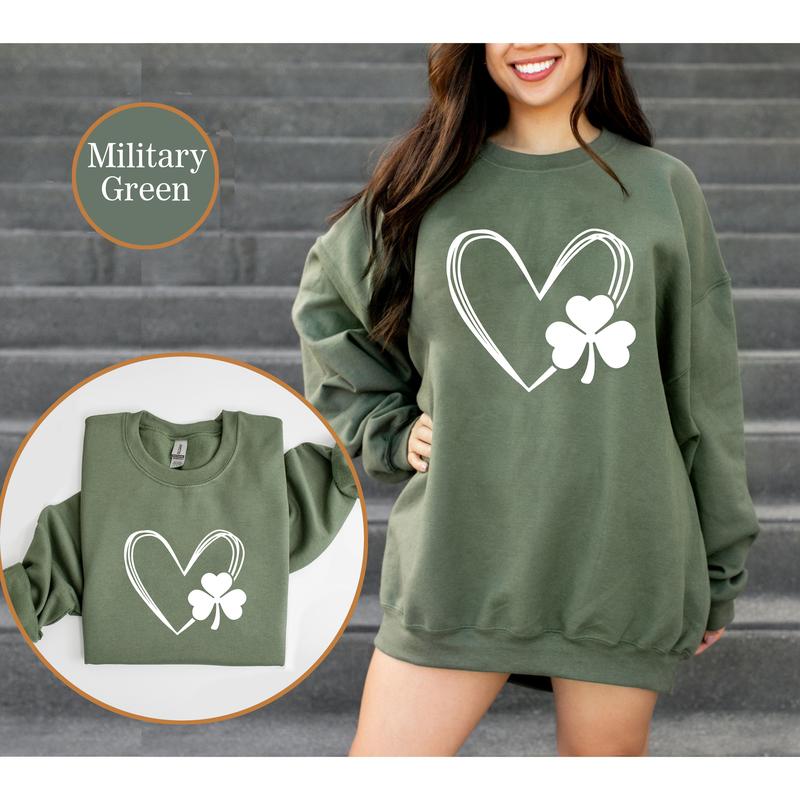Shamrock Heart Sweatshirt,  St. Patrick's Day Sweater, Clovers Lucky Shamrock Sweater