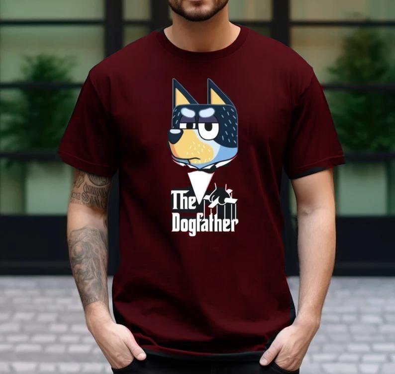 Funny The DogFather Bluey Dad Shirt, Vintage Cool Dad Club T-Shirt, Bluey Family Father's Day Gift For Him, Menswear Cotton Top Design