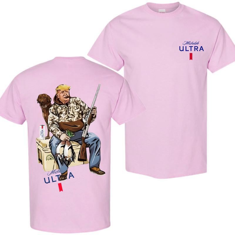 Busch Light, Hunter Trump With Michelob Ultra Beer 2 Siders T-shirt, Trump and Your Hunt Dog, Hunting Season, Perfect For Beer Lovers, Unisex T-Shirt,