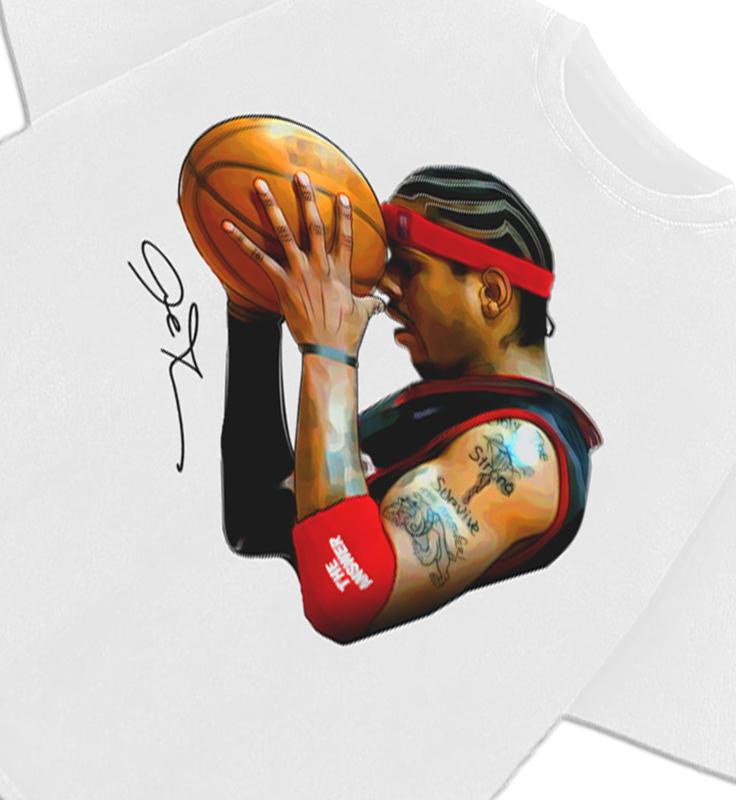 Allen Iverson The Answer Sixers 90's Basketball Vintage Streetwear Style T-Shirt Crewneck Cotton Menswear Top