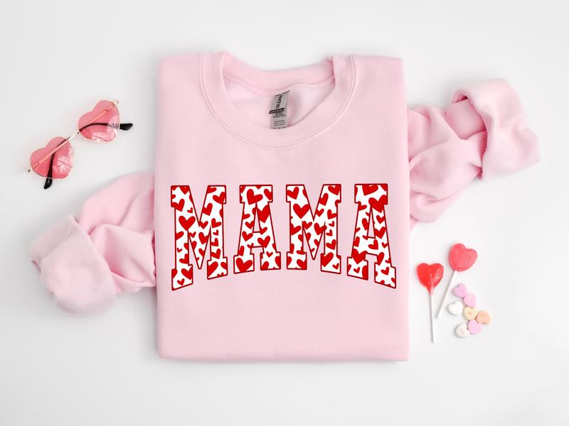 Mama Sweatshirt, Red Hearts In Mama Sweater, Cute Mama Tshirt, Mother Gift, Mother Day Gift